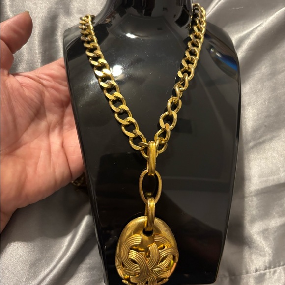 CHANEL Jewelry - CHANEL Gold Chain Necklace with Chanel Intricate Pendant